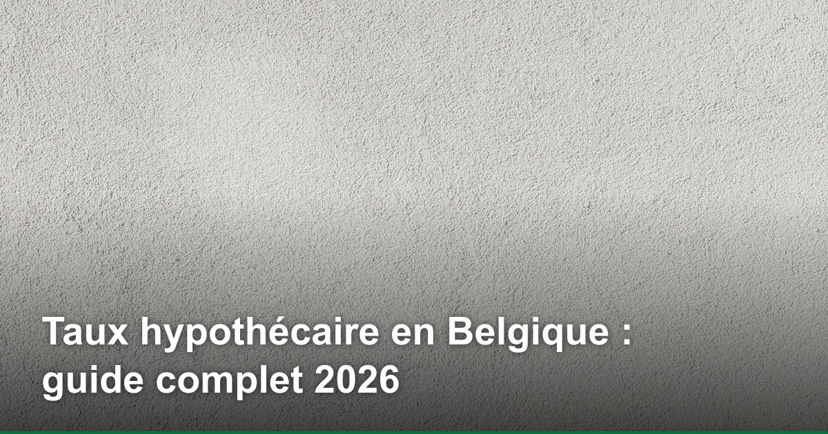 Taux hypothécaire en Belgique : guide complet 2026